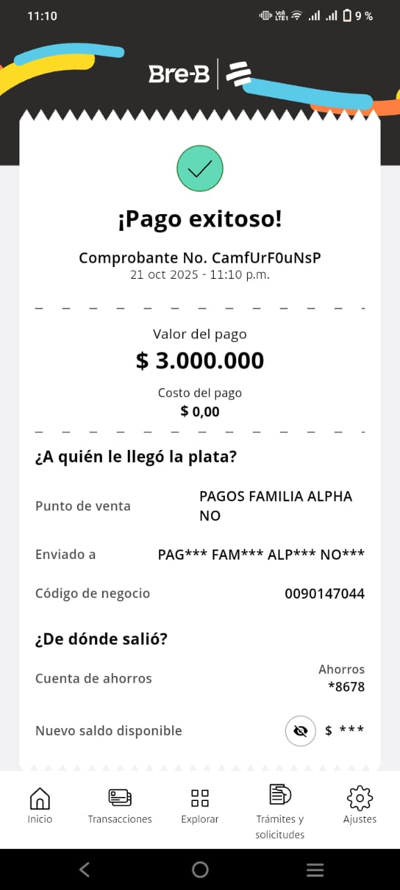 Comprobante de Pago Bancolombia